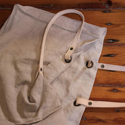 Washed Linen Bag Natural with leather Handle #colour_natural