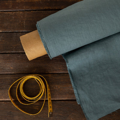 Linen fabric by the yard blue