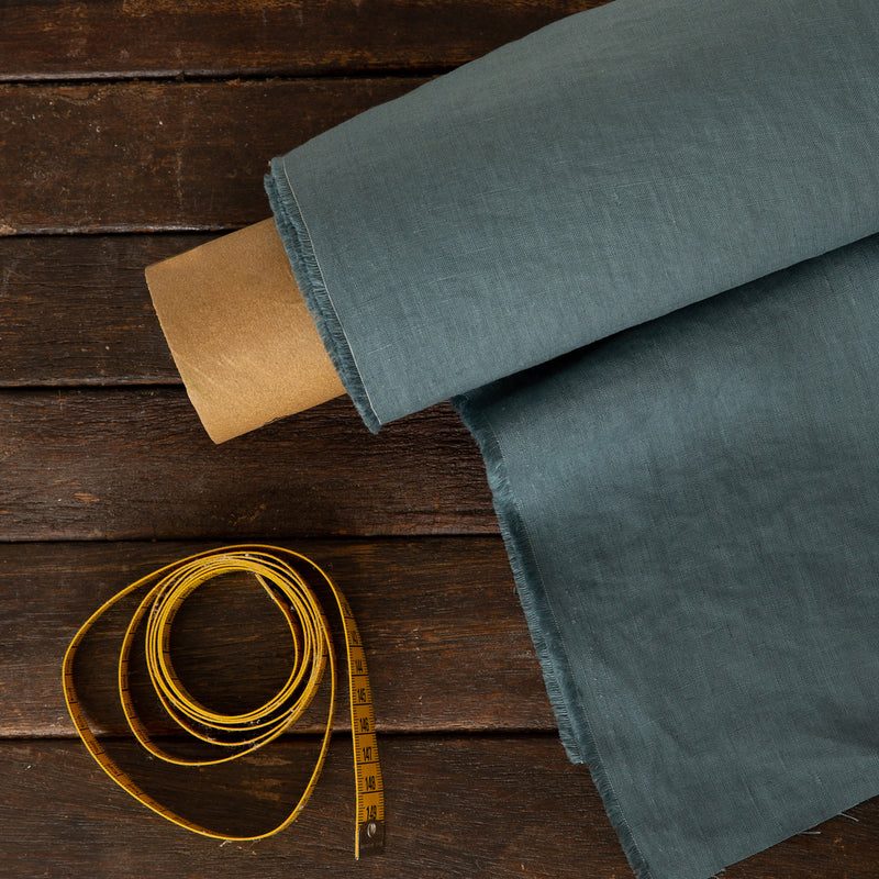 Linen fabric by the yard blue