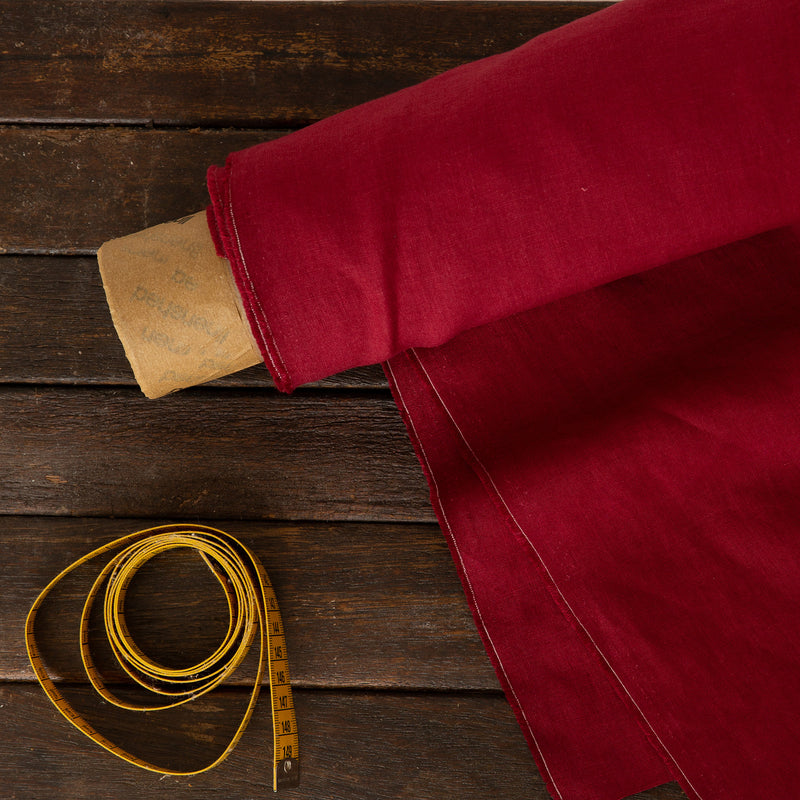 Linen fabric by the yard burgundy