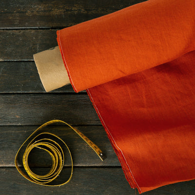 Linen fabric by the yard coral