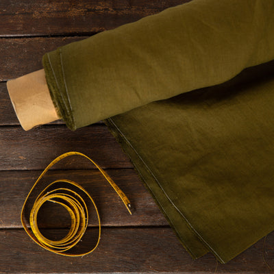 Linen fabric by the yard green