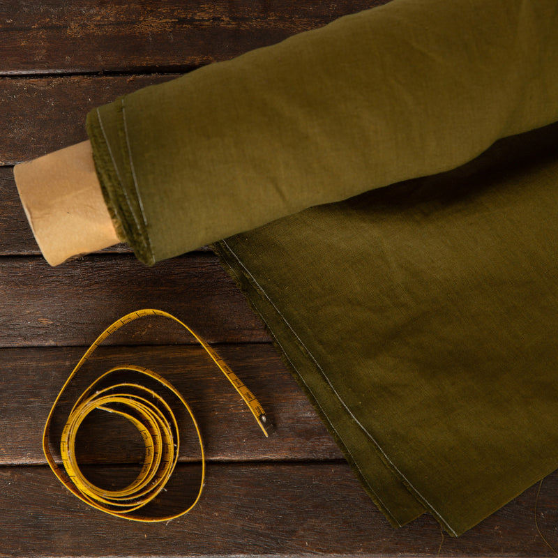 Linen fabric by the yard green