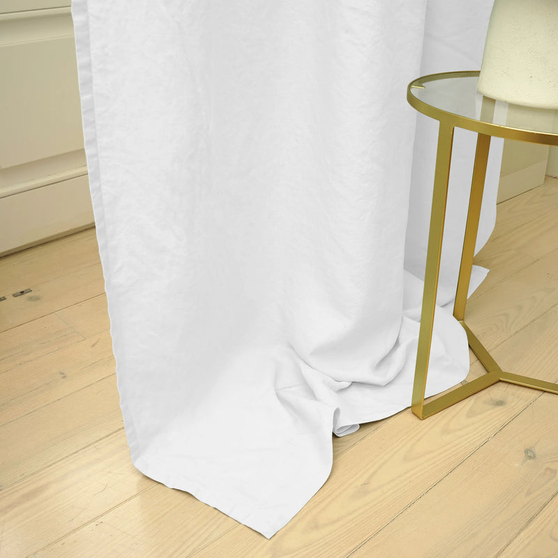 optical white Bespoke lined linen curtain 