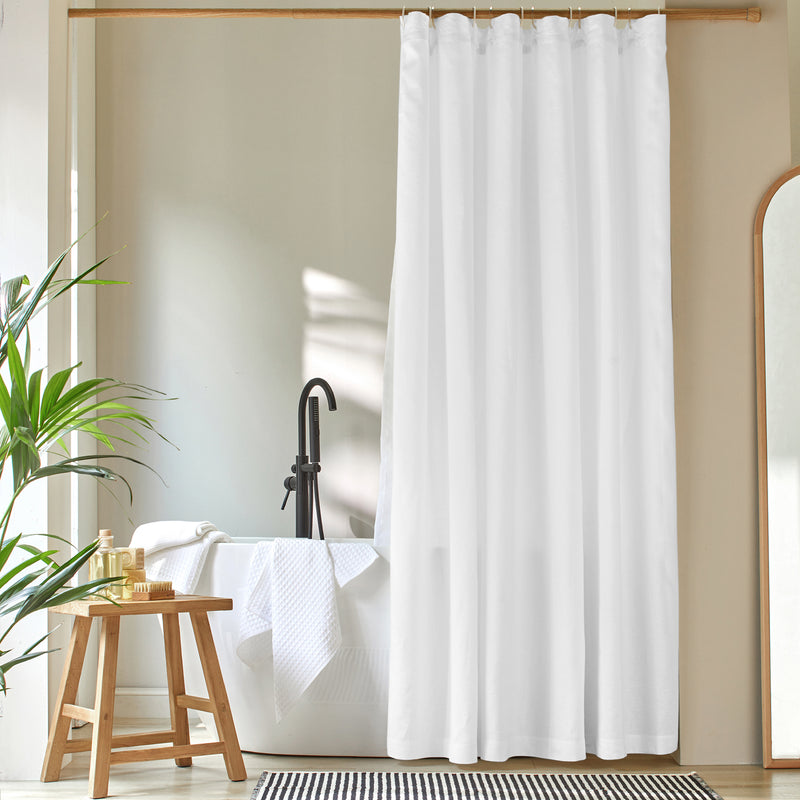 Linen Plain Shower Curtain Optic White