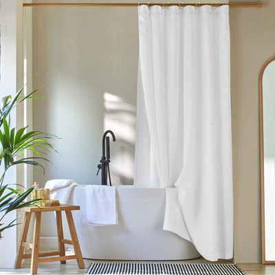 custom plain linen shower curtain white