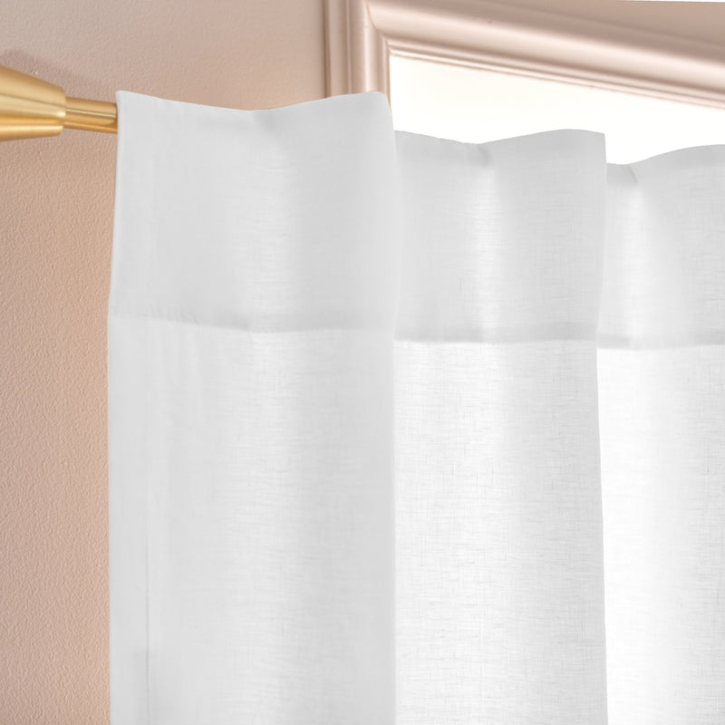 Custom ruffles white linen curtain