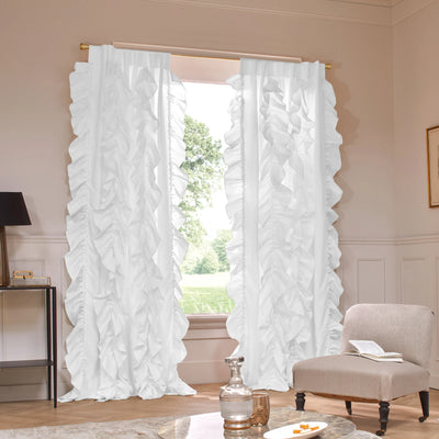 Custom ruffled Linen curtain white