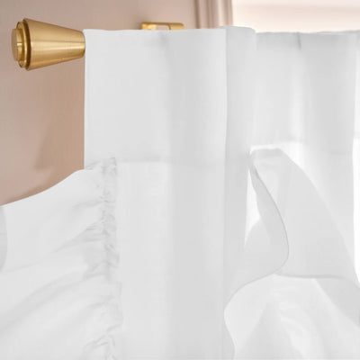 Custom drops Ruffles Linen curtain top white