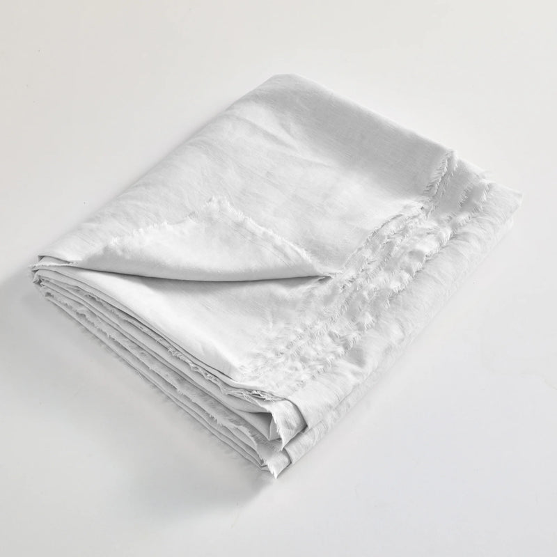 Frayed Border Folded Flat Sheet White