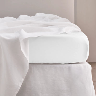 Linen Fitted Sheet optical white