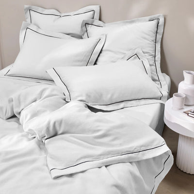 white bourdon border linen pillowcase