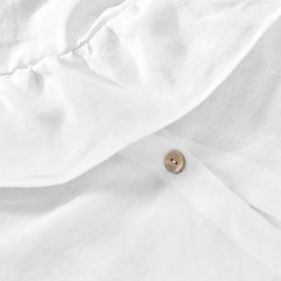 Ruffled Soft white Linen Duvet Cover