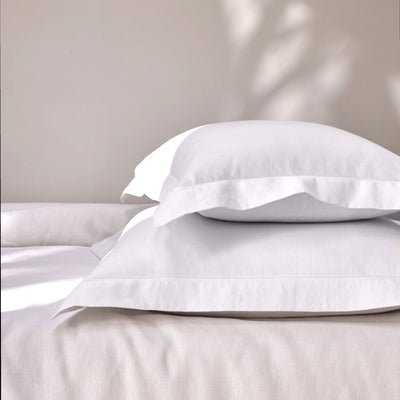 hemstitch border white linen pillowcase