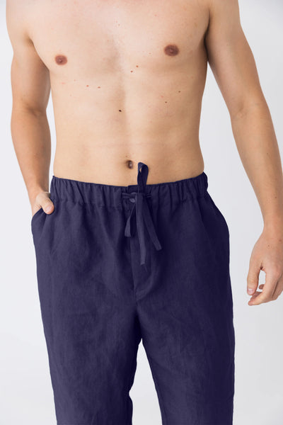  Linen pant top, elasticated “Gael” night blue