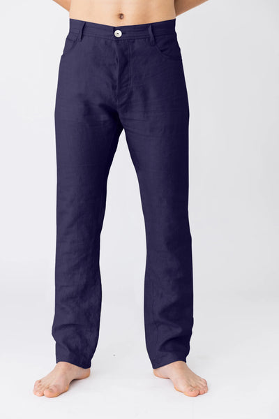 French linen pants “Flavio” night blue