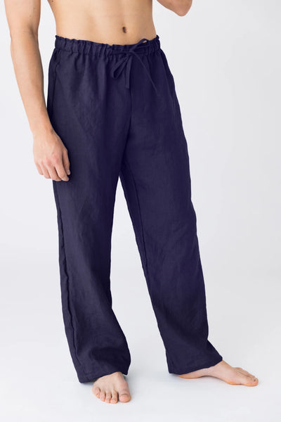 Men's Linen Pajamas Pants Online night blue