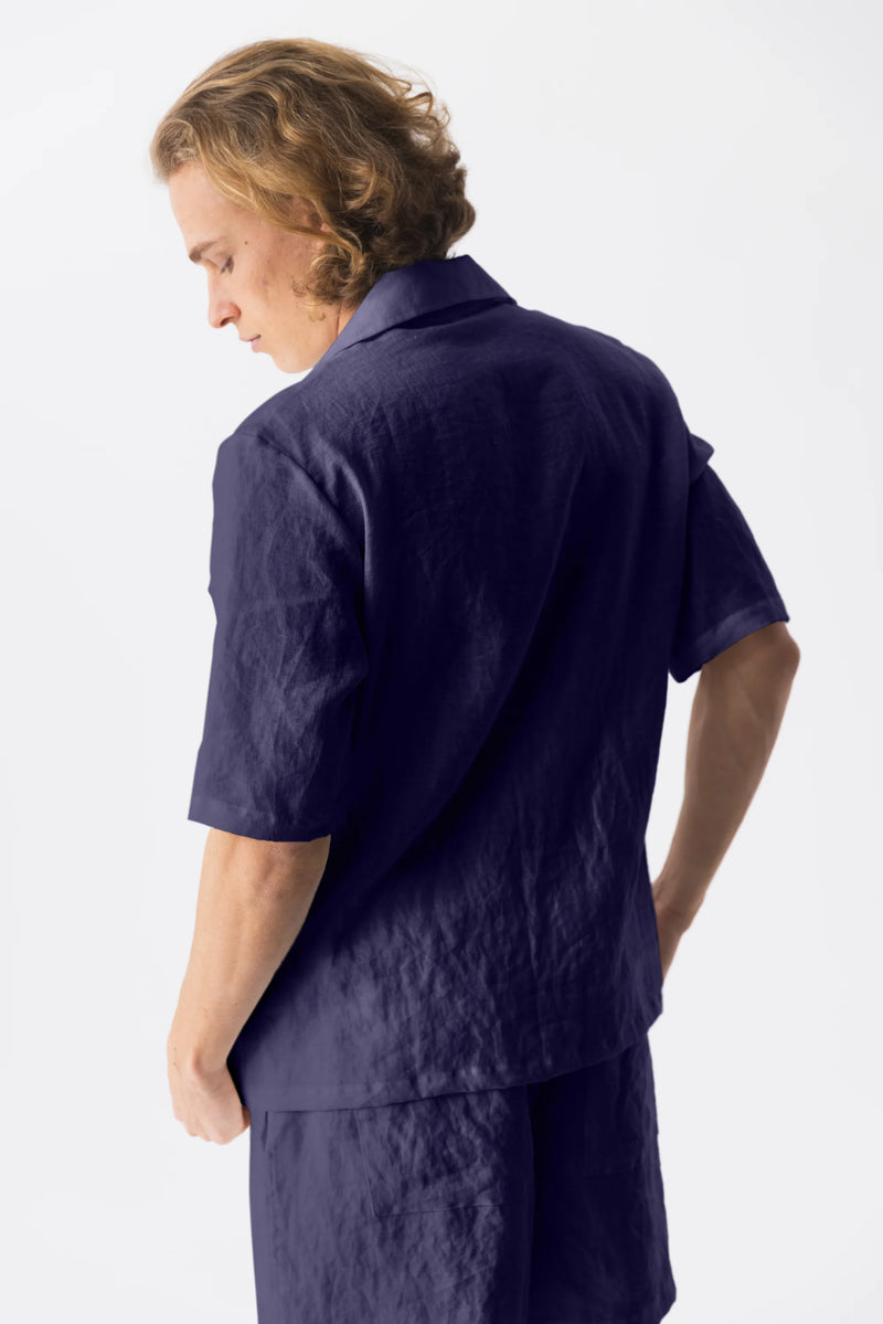 French linen pajamas "Emanuel" night blue