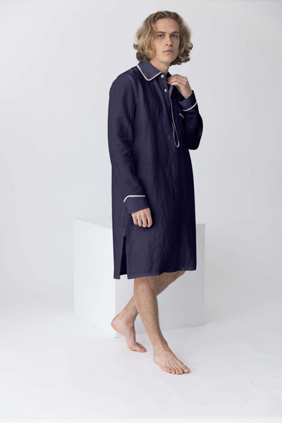 Men's long nightgown "Bruno" dark blue