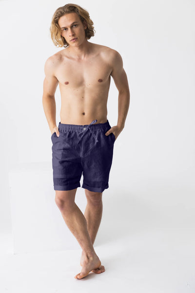 Relaxed linen shorts "Rafael" night blue