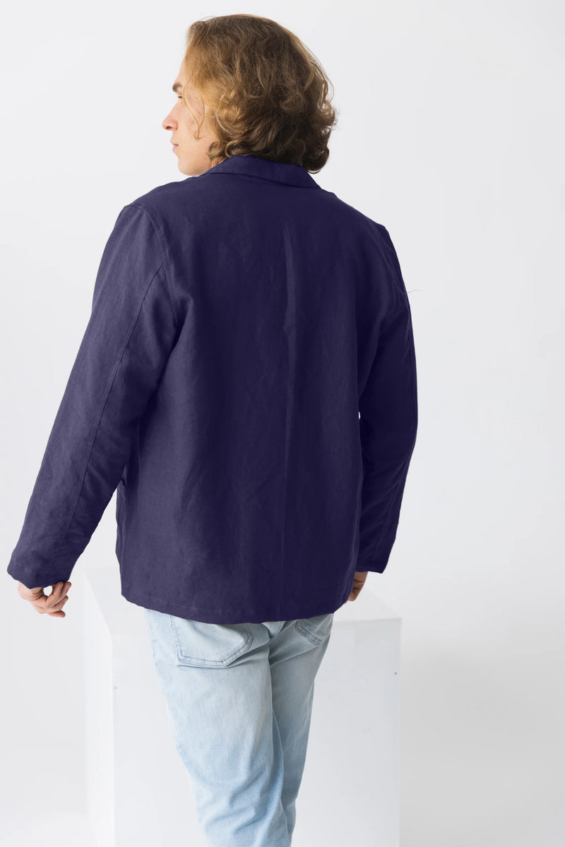 Casual jacket in soft linen “Joaquim” night blue