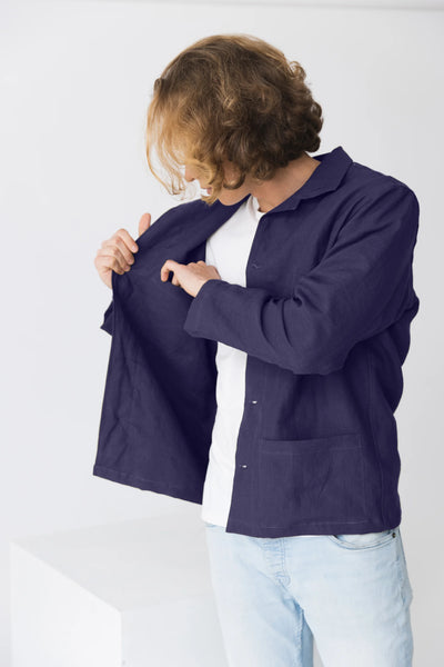 “Joaquim” linen jacket night blue