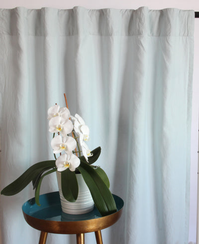 Blackout linen curtain custom made #colour_icy-blue