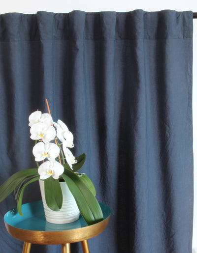 Blackout linen curtain custom made #colour_night-blue