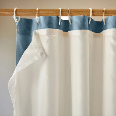 detachable waterproof lining for linen shower curtain blue