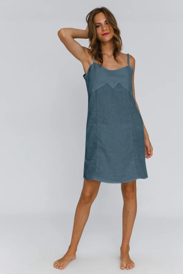 Washed Linen Nightgown "Olívia" french blue