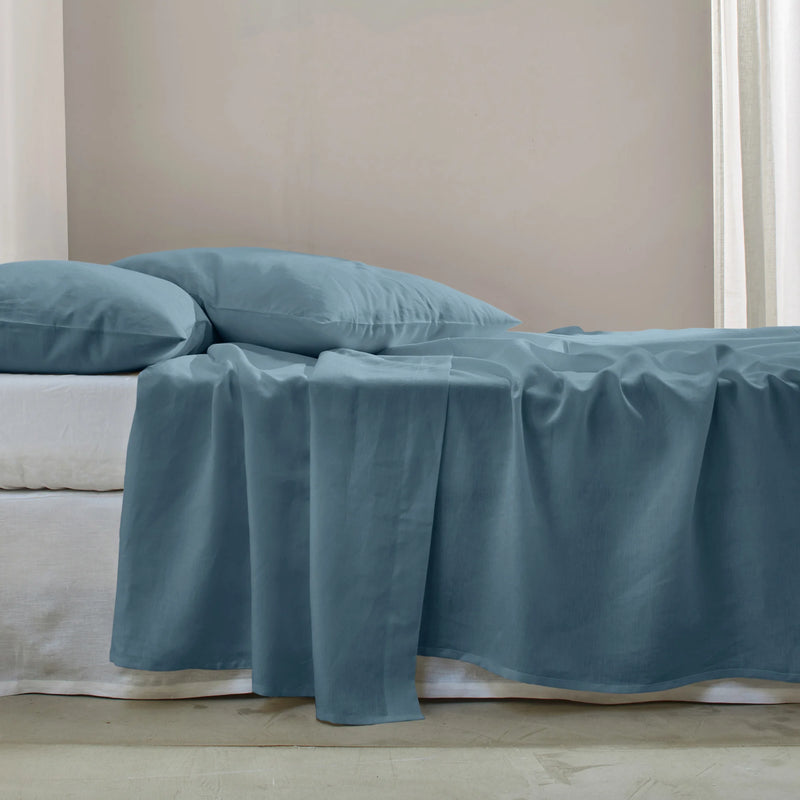 Linen Flat Sheet French blue