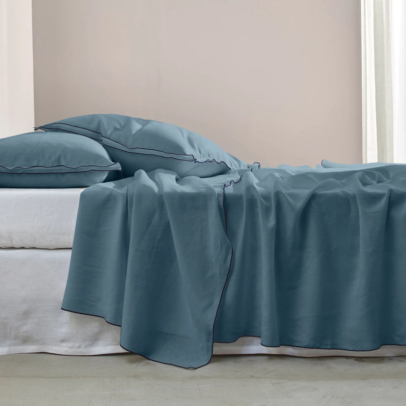 Bourdon Edge Flat Sheets Blue