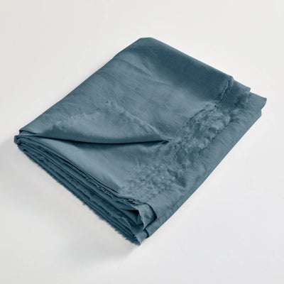 Frayed Border Folded Flat Sheet Blue