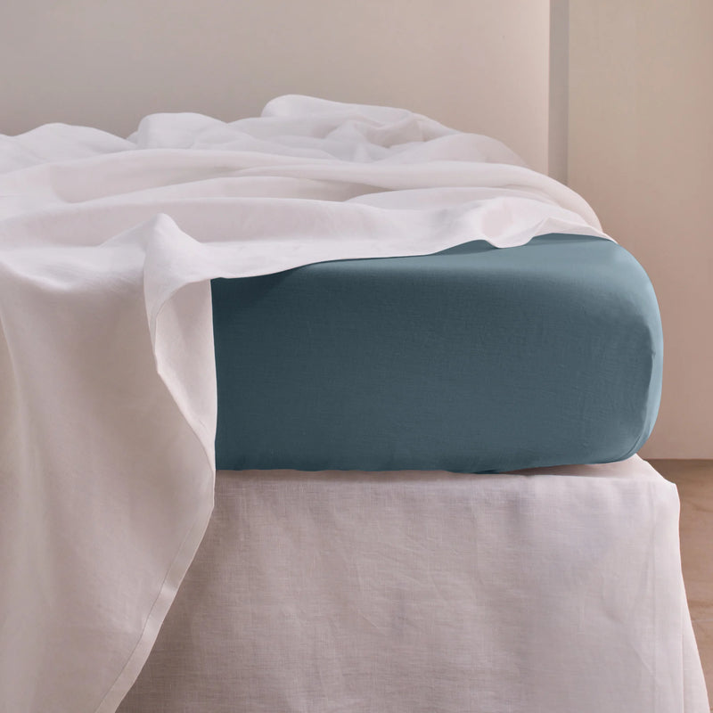 Linen Fitted Sheet french blue