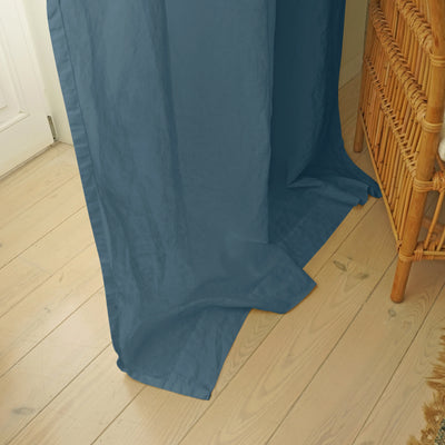 Custom made pure blue linen drapery unlined