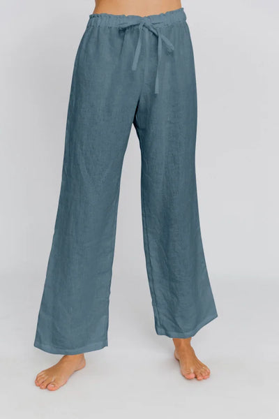 Washed Linen Pajamas Trousers french blue