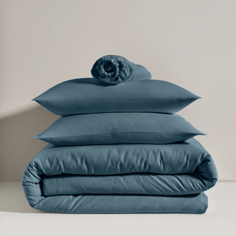 Linen bedding set blue