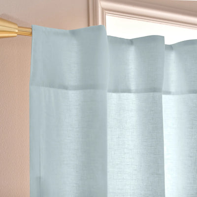 Custom ruffles light blue linen curtain