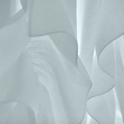 Custom ruffles on Linen curtain light blue