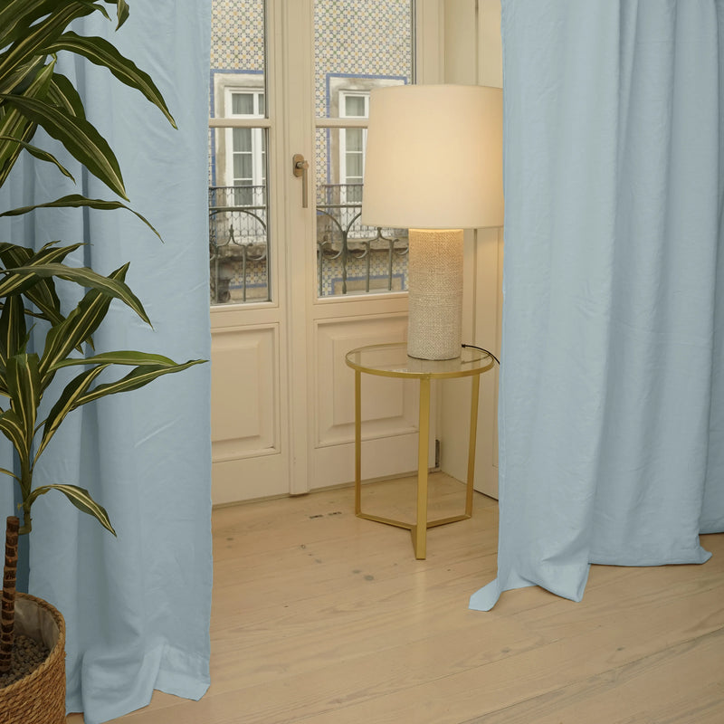 French Linen Blackout Curtain icy blue