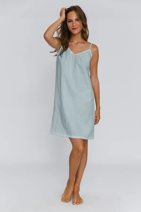 Washed Linen Nightie “Iza” icy blue