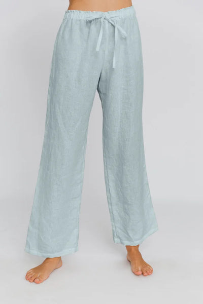 Washed Linen Pajamas Trousers icy blue