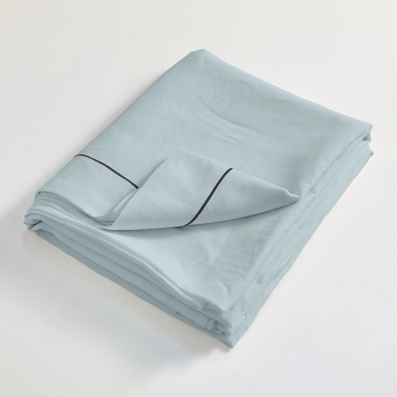 Bourdon linen flat sheet folded icy blue