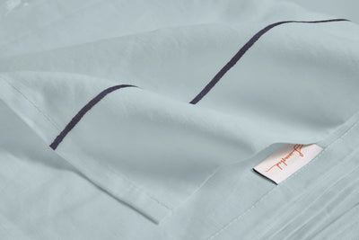 Bourdon linen flat sheet icy blue