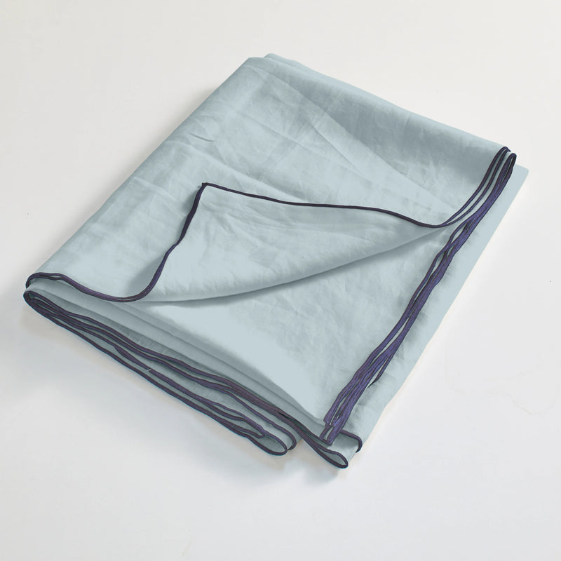 Bourdon Edge Flat Sheets Folded Light Blue