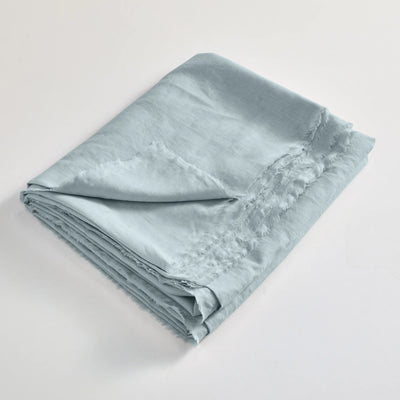 Frayed Border Folded Flat Sheet Icy Blue