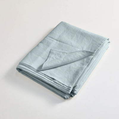 Linen hemstitch folded top sheet light blue