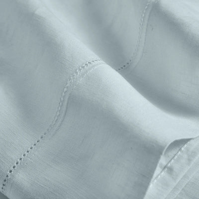 Linen hemstitch top sheet light blue