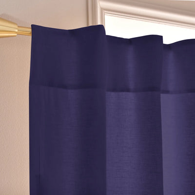 Custom ruffles night blue linen curtain