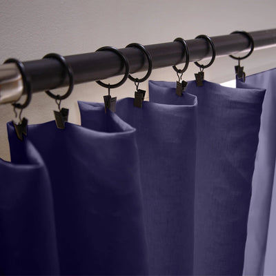 custom made Bourdon Edge Linen Curtains fixation in night blue